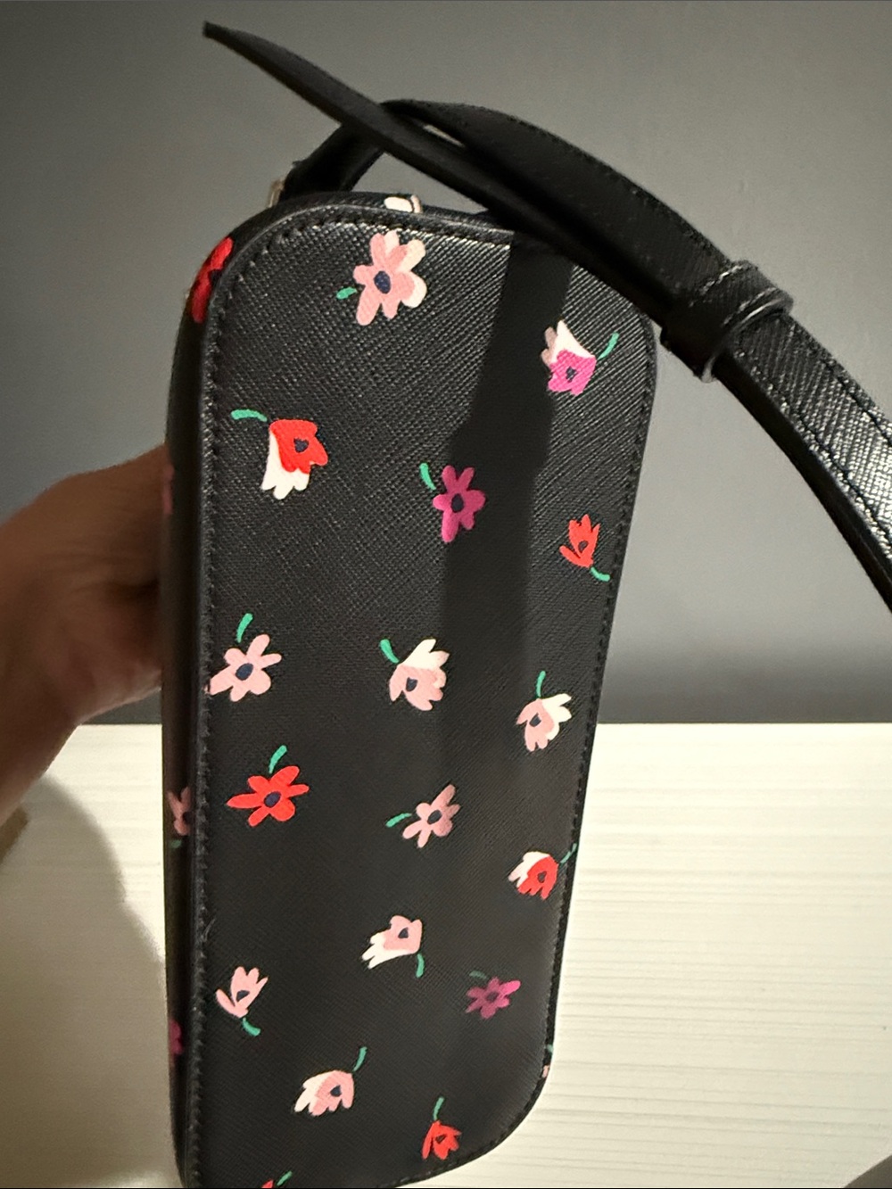 Kate Spade New York Staci Ditsy Buds dome crossbody bag in black multi. $198 - Picture 4 of 7